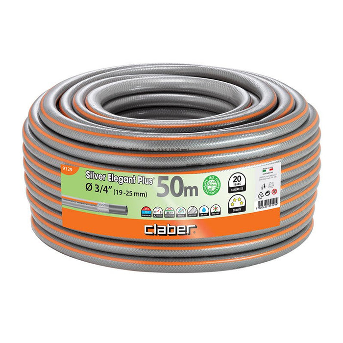 Garden Hose Pipe Claber Silver Elegant Plus 3/4" Hose 50m - 9129