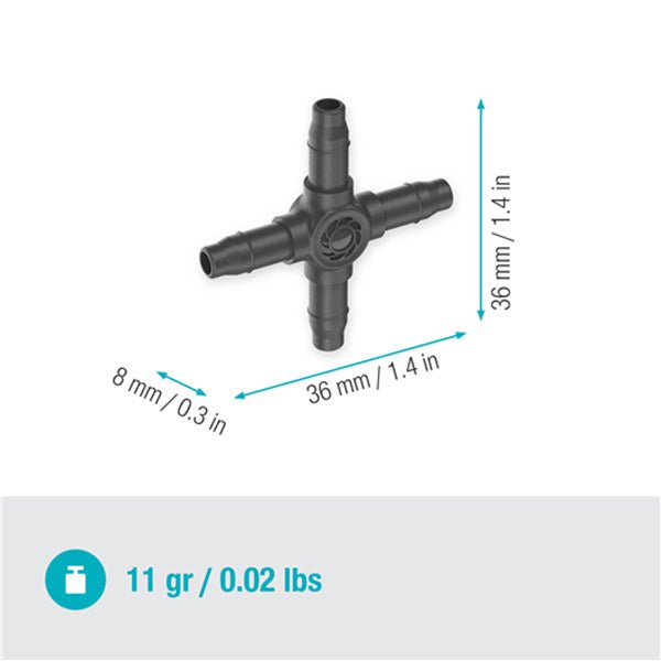 4.6mm Irrigation Pipe and Fittings Default Gardena Micro 4-Way Coupling 4.6mm (10 Pack) - 13214