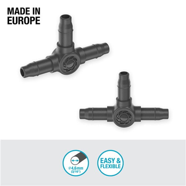 4.6mm Irrigation Pipe and Fittings Default Gardena Micro Tee Connector 4.6mm (10 Pack) - 13211