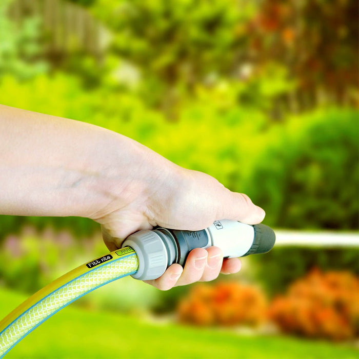 Garden Hose Pipe FITT NTS Yellow 20m Hose Kit with Nozzle