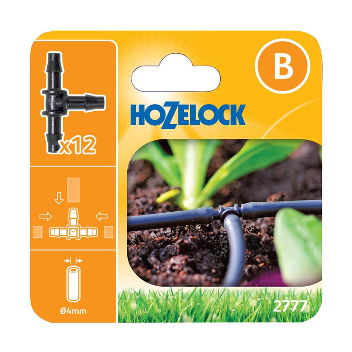 4mm Irrigation Pipe and Fittings Hozelock Micro Tee Connector 4mm (12 Pack) - 2777