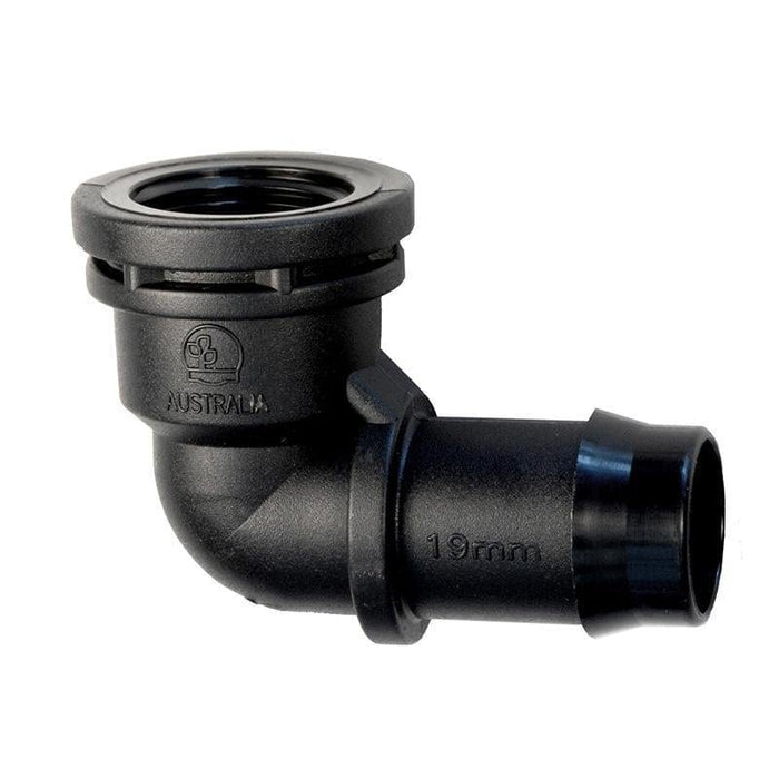 MroMax Barb Drip Pipe Connettore 20PE Raccordo Tubo Angolo 90 Gradi per Giardino Sistema di Irrigazione Agricola, Plastica Nero 10pcs