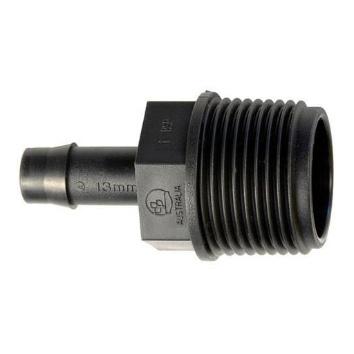 Supply Pipe Irrigation Fittings - 13mm - Barbed X Threaded Fitting - 13mm X 1"